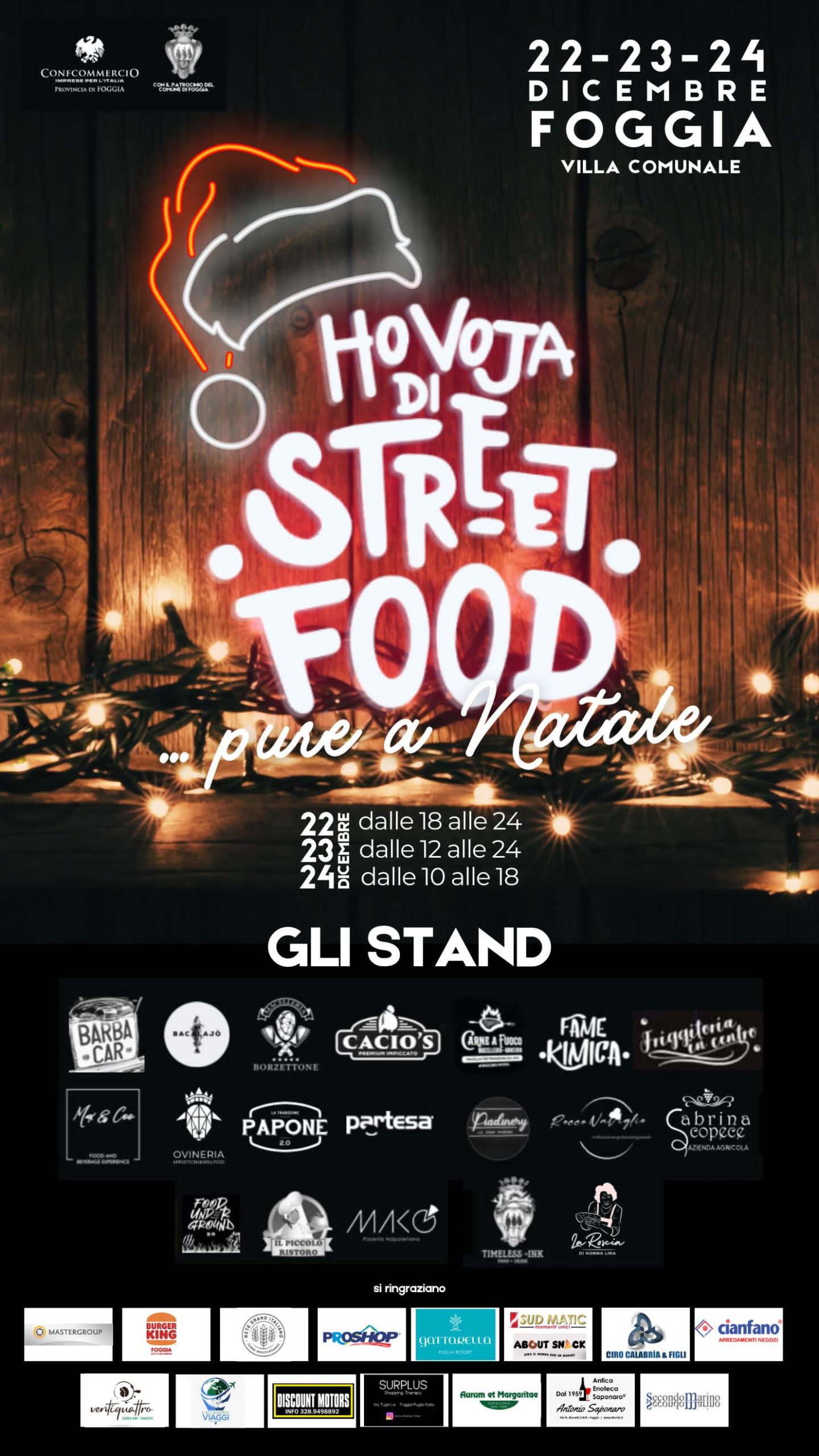 HO VOJA DI STREET FOOD, NATALE E CIBO DA STRADA IN VILLA COMUNALE A