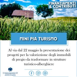 MINI PIA TURISMO, LE DOMANDE DAL 22 MAGGIO